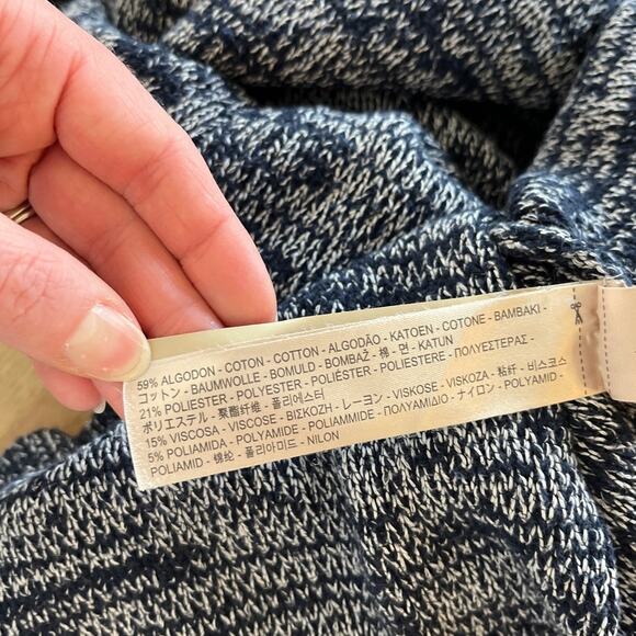 Massimo Dutti 3/4 Sleeve Sweater Split Back Size M Navy White Coastal Fisherman - Picture 6 of 9